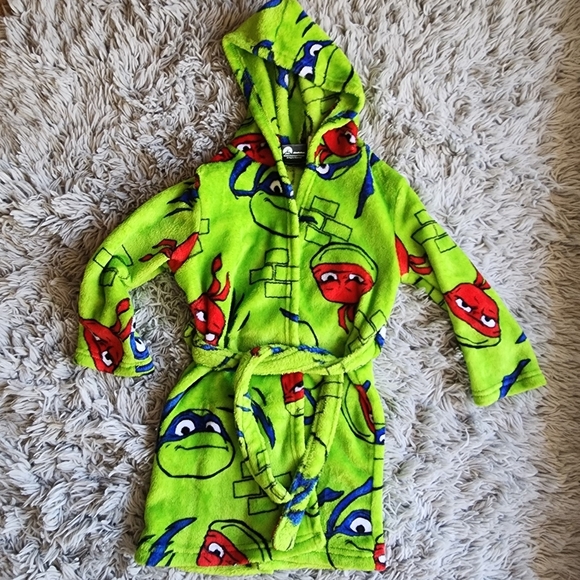 Nickelodeon Teenage Mutant‎ Ninja Turtles Bath Robe Boy Size XS 4 Green - Picture 1 of 4